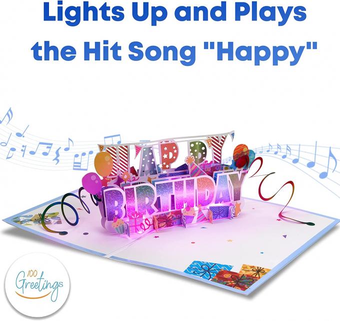 کارت تبریک پاپ آپ سه بعدی LED Light برای تولد رنگ CMYK اندازه 14.8×21 سانتی متر 4