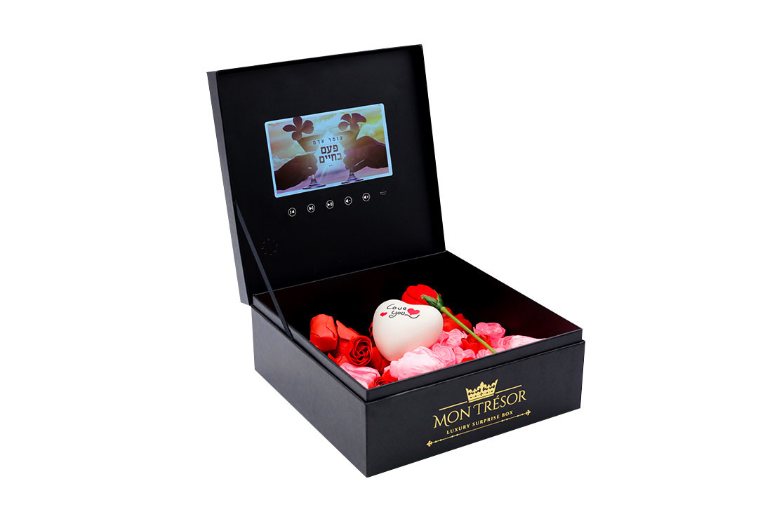 LCD screen magnetic gift box luxury greet video gift package for wedding invitation
