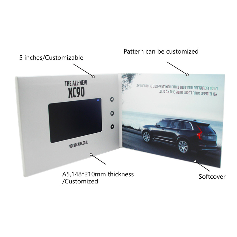 7&quot; Softcover video brochure LCD presentation folder video greeting card