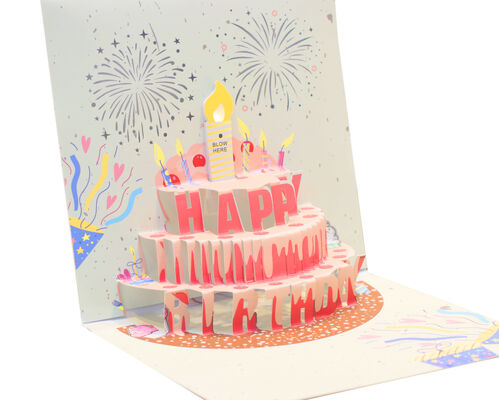 품질 수제 3D 입체 카드 생일 테마, 비즈니스 발표 및 특별한 행사에 적합한 멋진 팝업 공예 공장
