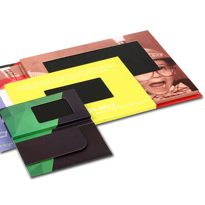 Quality LCD Video Folder with Rechargeable Lithium-ion Battery and 16:9 Ratio in Leather Cover With Plastic Frame factory