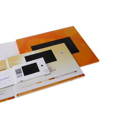 Softcover LCD Video Brochure Card digital Gold Blocking 512MB Memory OEM
