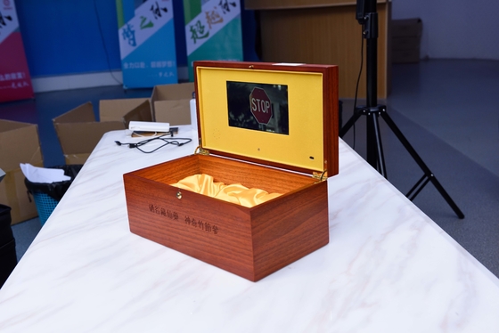 HD LCD Screen Video Gift Wooden Box OEM for promotional marketing