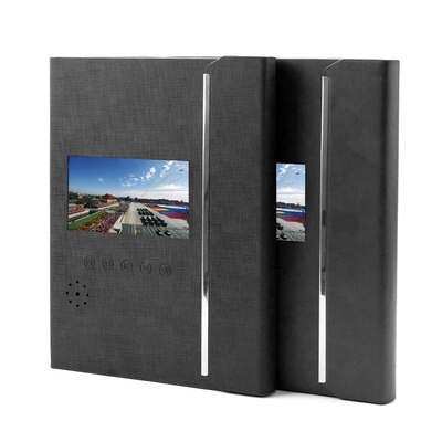 Black PU LCD Video Folder A4 size , 4.3 inch Video Greeting Card