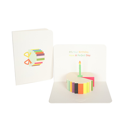 CMYK Happy Birthday 3D Greeting Card , Laser Cut Pop Up Cards OEM FCC Certificates