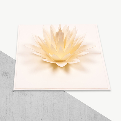 Offset Printing 3D Pop Up Greeting Card White Water Lily Shape CE ROHS FCC Certificates
